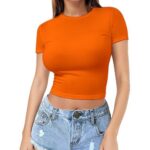 T-shirt Cross-Border Women‘s Cropped T-Shirt | Fitted Round Neck Short Sleeve Tee — Style 2568