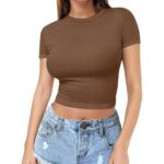 T-shirt Cross-Border Women‘s Cropped T-Shirt | Fitted Round Neck Short Sleeve Tee — Style 2568