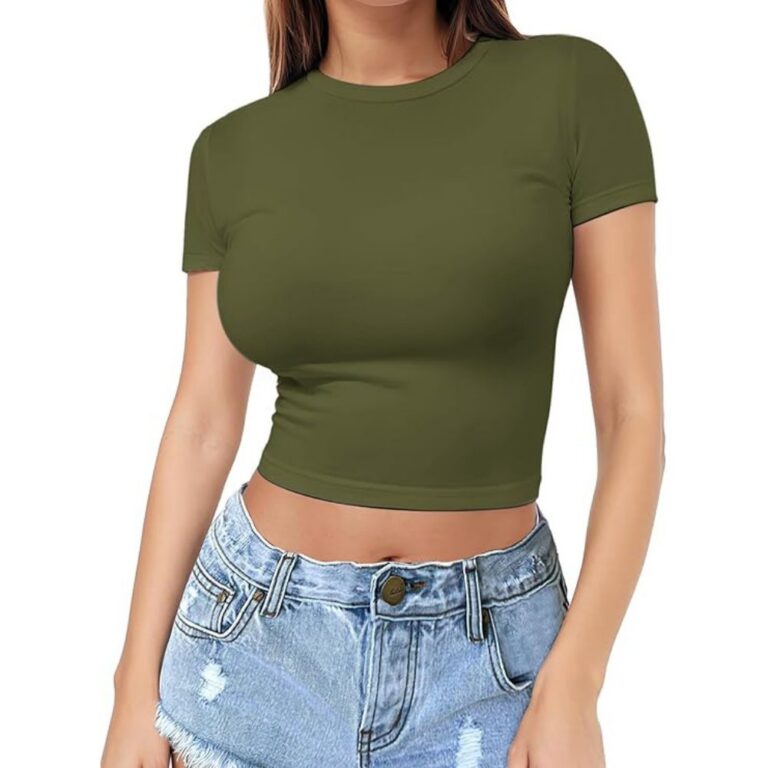 T-shirt Cross-Border Women‘s Cropped T-Shirt | Fitted Round Neck Short Sleeve Tee — Style 2568