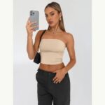 Tube top vi.Cross-Border Women‘s Tube Top | Sexy Crop Tank Top for Summer | Solid Color Halter Neck Sleeveless Top - Style 2511